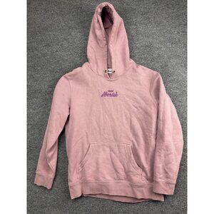 Jiberish Hoodie Mens Large Pink‎ Pullover Fleece Sweatshirt Crown Embroidered